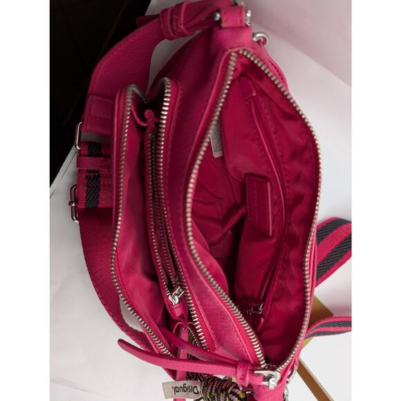 Desigual Pink Faux Leather Crossbody Shoulder Bag with Tassel Charm & Studs - Picture 3 of 9